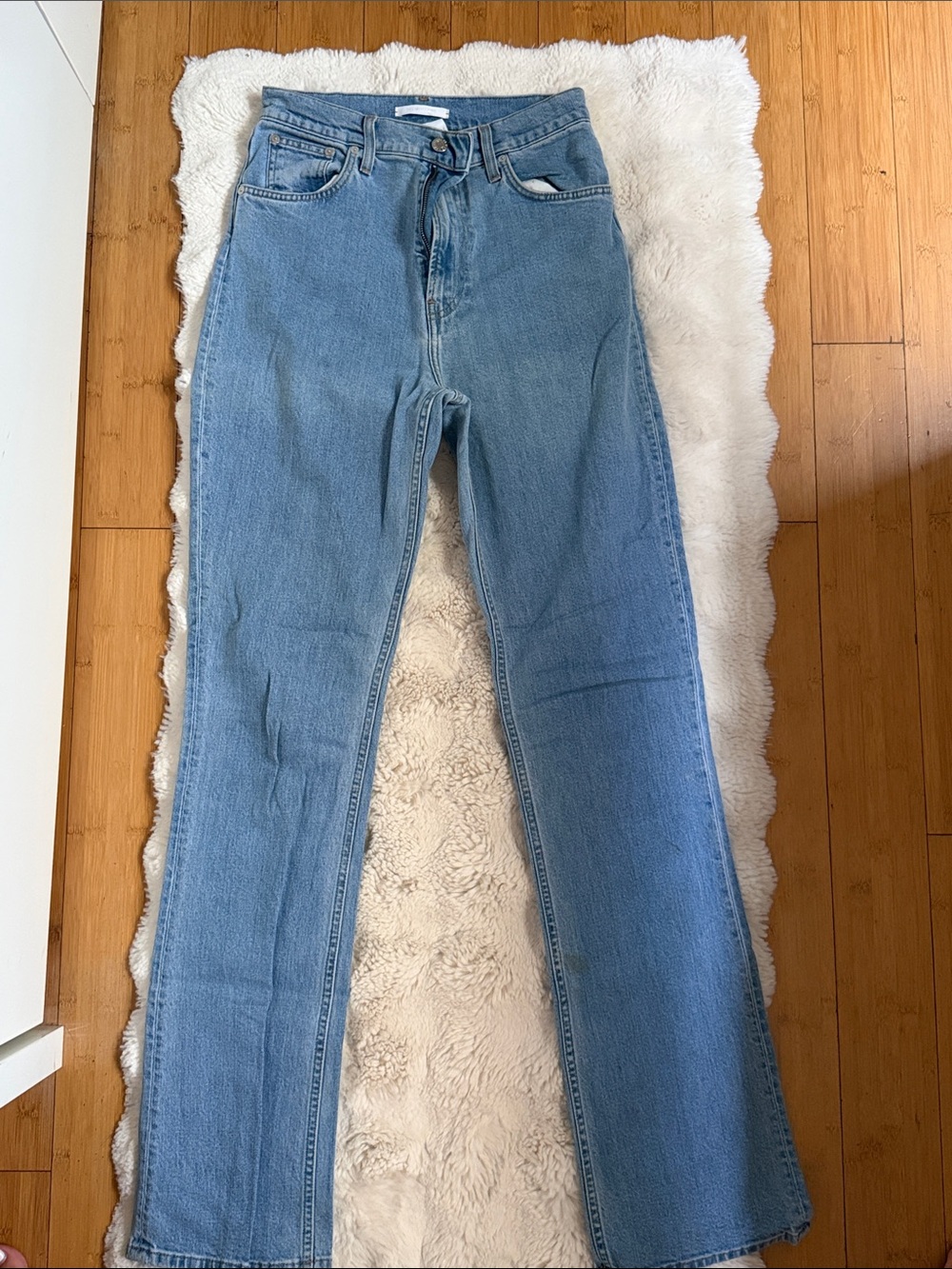 Helmut Lang Classic High-Rise Straight Leg Jeans - Light Blue